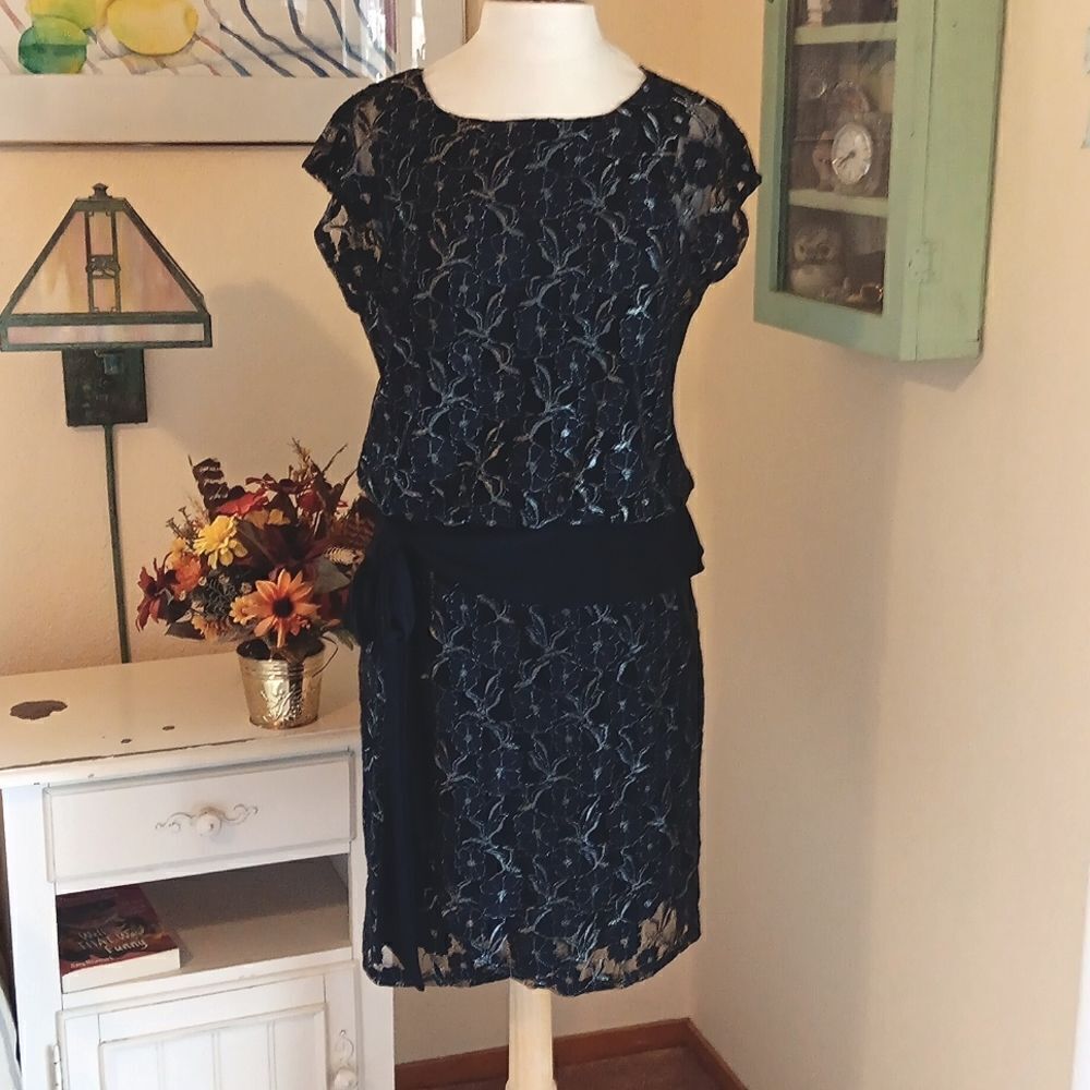 Emma & Michele Black and Silver Dressy Dress